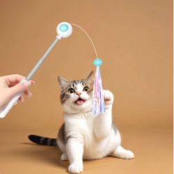 Іграшка для котів Petgravity Інтерактивна висувна вудочка з лазером блакитна (PG-CT053B) - Картинка 8