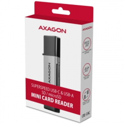Картрідер Зчитувач флеш-карт AXAGON USB-C + USB-A to SD/microSD 5Gbps gray (CRE-DAC) - Картинка 2