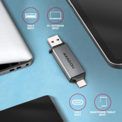 Картрідер Зчитувач флеш-карт AXAGON USB-C + USB-A to SD/microSD 5Gbps gray (CRE-DAC) - Картинка 5