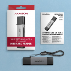 Картрідер Зчитувач флеш-карт AXAGON USB-C + USB-A to SD/microSD 5Gbps gray (CRE-DAC) - Картинка 8