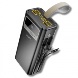 Батарея універсальна HOCO 30000mAh Plentiful 22.5W, built-in cables, LED, Black (DB58 / 715030) - Картинка 2