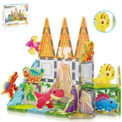 Конструктор Picasso магнітний Tiles Dinosaur Set з 8 фігурками динозаврів 38 деталей (817338028848) - Картинка 3