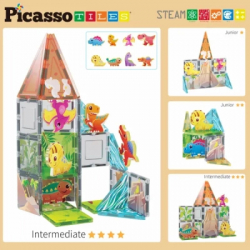Конструктор Picasso магнітний Tiles Dinosaur Set з 8 фігурками динозаврів 38 деталей (817338028848) - Картинка 4