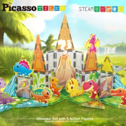 Конструктор Picasso магнітний Tiles Dinosaur Set з 8 фігурками динозаврів 38 деталей (817338028848) - Картинка 7