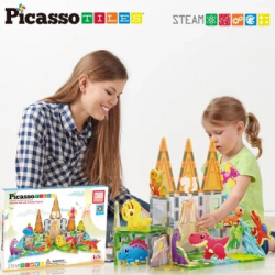 Конструктор Picasso магнітний Tiles Dinosaur Set з 8 фігурками динозаврів 38 деталей (817338028848) - Картинка 8