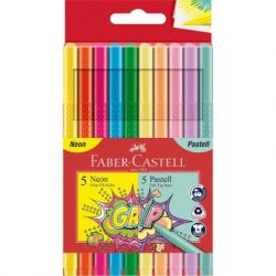 ���������� Faber-Castell Grip felt-tip pen neon+pastel, ����������� ����������+��������, 10 ������ (30746)