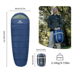 Спальний мішок Naturehike з капюшоном MJ600 CNK2300SD014, темно-блакитний (6976507663977) - Картинка 2
