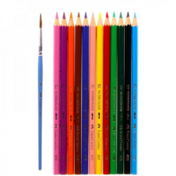 Карандаши цветные Faber-Castell акварельні , 12 кольорів + пензлик (114413) (1407) - Картинка 3