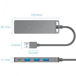 Концентратор Vention USB 3.0 to 4xUSB 3.0 0,15m black (CHLBB-SCB2) - Картинка 2