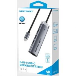 Концентратор Vention USB-C 5-in-1 3xUSB 3.0 + HDMI 4K60Hz + USB-C PD100W gray (TGMHB) - Картинка 12