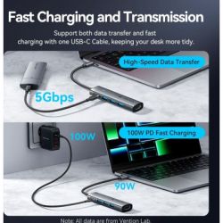 Концентратор Vention USB-C 5-in-1 3xUSB 3.0 + HDMI 4K60Hz + USB-C PD100W gray (TGMHB) - Картинка 6