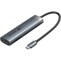 ������������ Vention USB-C 5-in-1 3xUSB 3.0 + HDMI 4K60Hz + USB-C PD100W gray (TGMHB)