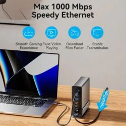 Концентратор Vention USB-C 15-in-1 2xHDMI + DisplayPort + RJ45 + SD/TF + 3.5mm gray (TPUH0) - Картинка 11