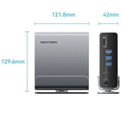 Концентратор Vention USB-C 15-in-1 2xHDMI + DisplayPort + RJ45 + SD/TF + 3.5mm gray (TPUH0) - Картинка 5