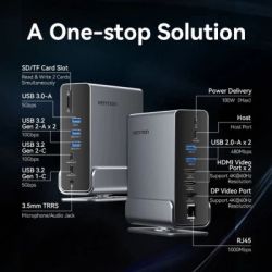 Концентратор Vention USB-C 15-in-1 2xHDMI + DisplayPort + RJ45 + SD/TF + 3.5mm gray (TPUH0) - Картинка 6