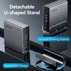Концентратор Vention USB-C 15-in-1 2xHDMI + DisplayPort + RJ45 + SD/TF + 3.5mm gray (TPUH0) - Картинка 7