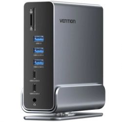 ������������ Vention USB-C 15-in-1 2xHDMI + DisplayPort + RJ45 + SD/TF + 3.5mm gray (TPUH0)