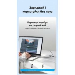 Концентратор Vention USB-C M to USB 3.2 AF + USB-C F PD 100W 10Gbps 0,15m gray (CCAHB) - Картинка 5