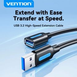 Дата кабель USB 3.2 AM/AF 2.0m 10Gbps PVC black Vention (CBOBH) - Картинка 2
