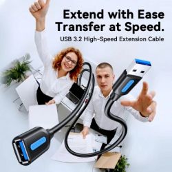 Дата кабель USB 3.2 AM/AF 2.0m 10Gbps PVC black Vention (CBOBH) - Картинка 3