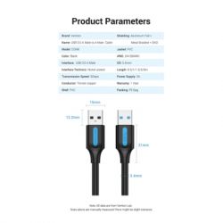 Дата кабель USB 3.0 AM/AM 1.5m PVC black Vention (CONBG) - Картинка 9
