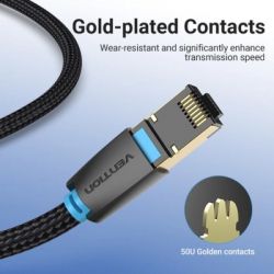 Патч-корд 3м, S/FTP cat 8 RJ-45 black Vention (IKGBI) - Картинка 3