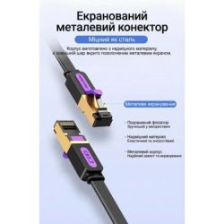 Патч-корд 10м, UTP cat 7 RJ-45 flat black Vention (ICABL) - Картинка 11