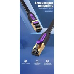 Патч-корд 10м, UTP cat 7 RJ-45 flat black Vention (ICABL) - Картинка 2