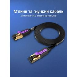 Патч-корд 10м, UTP cat 7 RJ-45 flat black Vention (ICABL) - Картинка 6