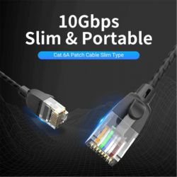 Патч-корд 1м, UTP cat 6A RJ-45 slim black Vention (IBIBF) - Картинка 2