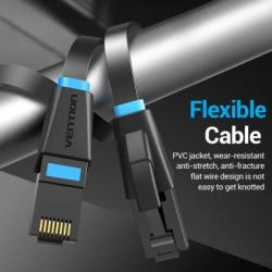 Патч-корд 1м, UTP cat 6 RJ-45 flat black Vention (IBJBF) - Картинка 2