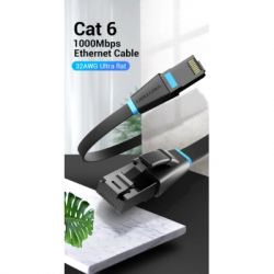 Патч-корд 2м, UTP cat 6 RJ-45 flat black Vention (IBJBH) - Картинка 5
