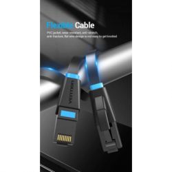 Патч-корд 3м, UTP cat 6 RJ-45 flat black Vention (IBJBI) - Картинка 7