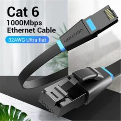 Патч-корд 10м, UTP cat 6 RJ-45 flat black Vention (IBJBL) - Картинка 2