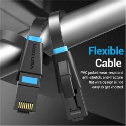 Патч-корд 10м, UTP cat 6 RJ-45 flat black Vention (IBJBL) - Картинка 4