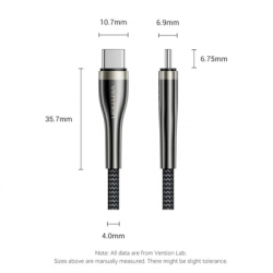 Дата кабель USB-C to USB-C 1.2m 5A nylon braided black Vention (CTYBAV) - Картинка 2