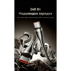 Дата кабель USB-C to USB-C 2.0m 5A nylon braided black Vention (CTYBH) - Картинка 2