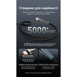 Дата кабель USB-C to USB-C 2.0m 5A nylon braided black Vention (CTYBH) - Картинка 8