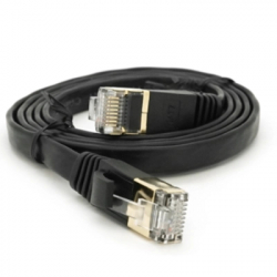 Патч-корд 1м UTP cat.7, CU, RJ45, плоский, black Weepda (PCMF-CU7/1.0Bk) - Картинка 2