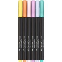 Фломастеры Faber-Castell кисточки Black Edition Pastel пастельных цветов, 6 цветов (32357) - Картинка 3