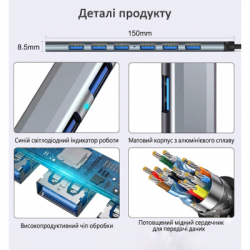 ��� USB Dynamode "7-in-1", Grey, Type-C / USB 3.0 - 1xUSB 3.0 / 6xUSB 2.0, ������ 12 ��, ���������� ������ (DM-UH-701AC) - �������� 10
