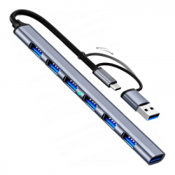��� USB Dynamode "7-in-1", Grey, Type-C / USB 3.0 - 1xUSB 3.0 / 6xUSB 2.0, ������ 12 ��, ���������� ������ (DM-UH-701AC) - �������� 3