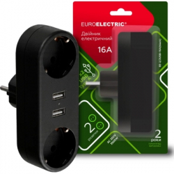 ��������� ������������ EUROELECTRIC X2 16A 2xUSB Black � ����������� (EE-2/2USB-16A(black)) - �������� 2