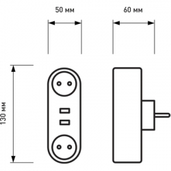 ��������� ������������ EUROELECTRIC X2 16A 2xUSB Black � ����������� (EE-2/2USB-16A(black)) - �������� 3