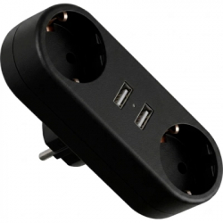 ��������� ������������ EUROELECTRIC X2 16A 2xUSB Black � ����������� (EE-2/2USB-16A(black))