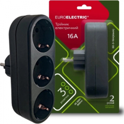 Сетевой разветвитель EUROELECTRIC X3 16А Black с заземлением (EE-3-16A(black)) - Картинка 2