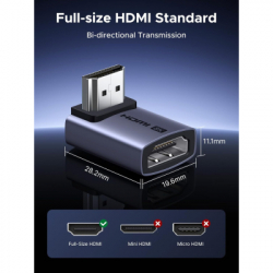 ���������� HDMI M to HDMI F 8K60Hz 48Gbps 90� corner black Ugreen (85632) - �������� 6