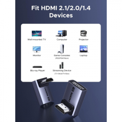 ���������� HDMI M to HDMI F 8K60Hz 48Gbps 90� corner black Ugreen (85632) - �������� 7