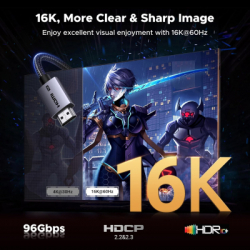 ������ �������������� HDMI M to HDMI M 2.0m V2.2 16K60Hz 96Gbps braided black Ugreen (65900) - �������� 2