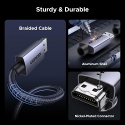 ������ �������������� HDMI M to HDMI M 2.0m V2.2 16K60Hz 96Gbps braided black Ugreen (65900) - �������� 7